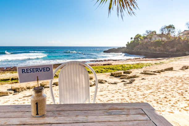 预定热带海滩餐桌图片下载