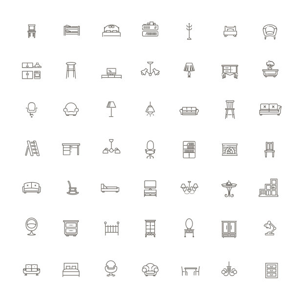 家具和家居装饰图标集图片下载