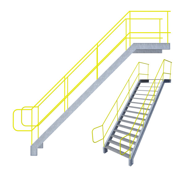 工业楼梯孤立的白色侧视图图片下载