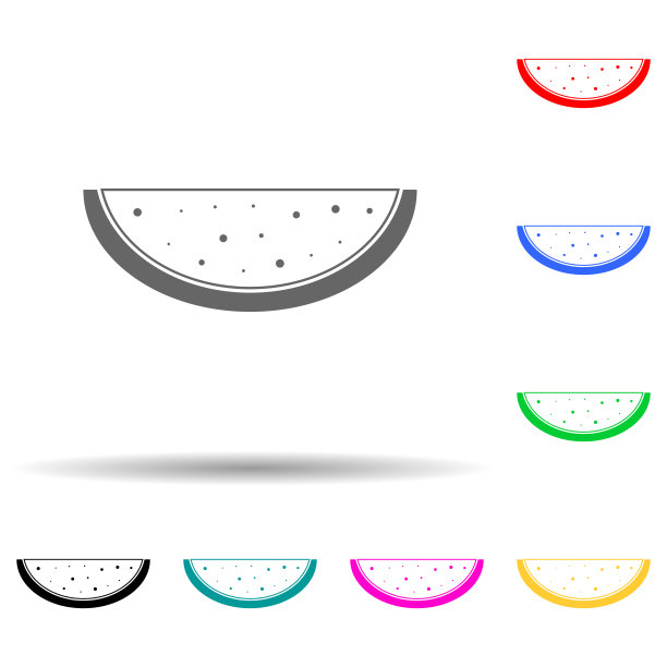 西瓜片多色风格图标。简单的字形，平面矢量的夏季愉快图标的用户界面和用户体验，网站或移动应用程序素材图片