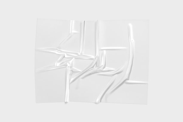 空白透明塑料箔包裹覆盖模型，灰色背景图片下载