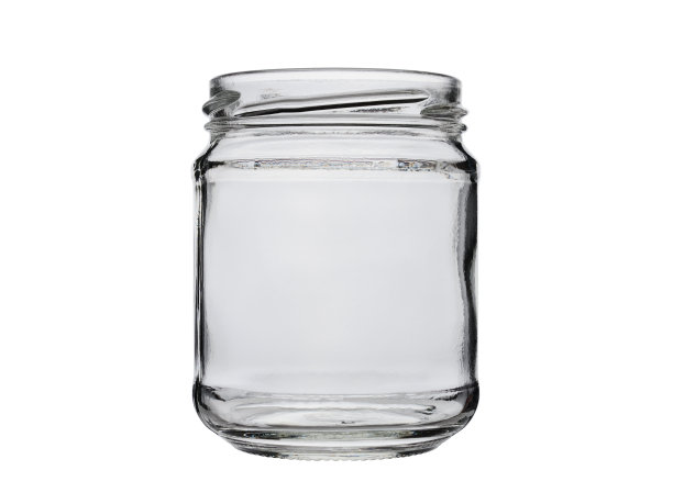 打开空的玻璃食物罐，孤立在白色的背景上图片下载