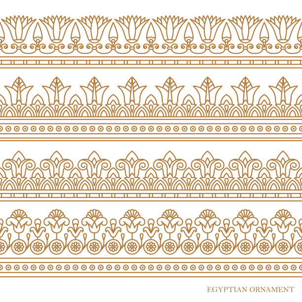 无缝矢量插图基于埃及民族装饰荷花图片下载