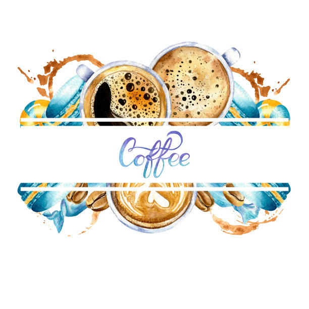 咖啡和糖果水彩插图图片下载