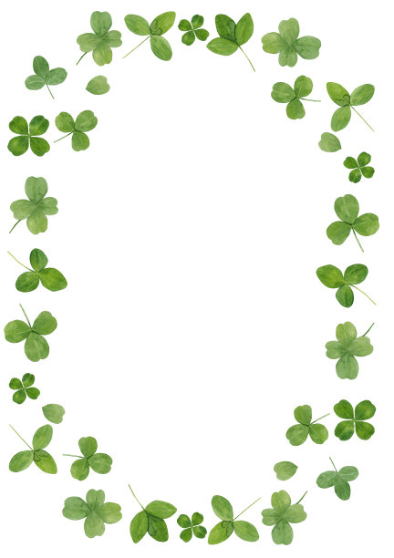 水彩背景与绿叶三叶草孤立在白色。图片下载