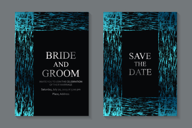 一套现代豪华婚礼邀请设计或名片模板的商务或演示或问候。图片下载