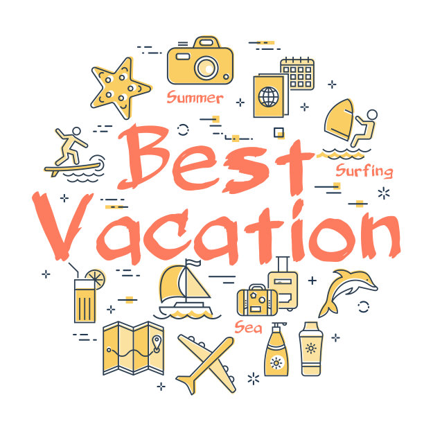 多彩的图标在夏季最好的度假主题图片下载