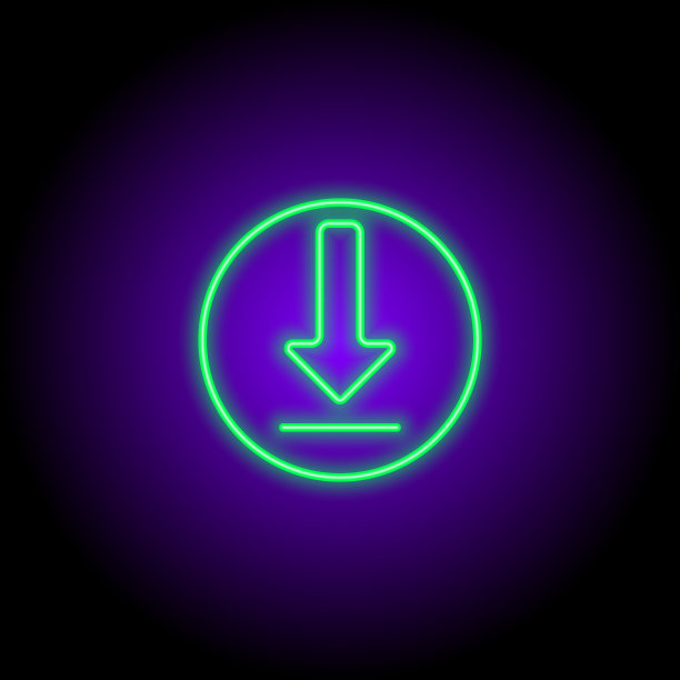 霓虹灯矢量平面设置图标彩色不同的箭头孤立图片下载