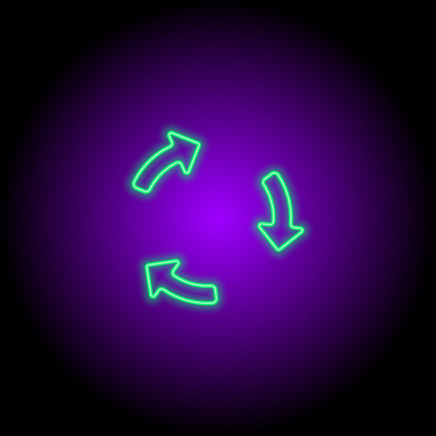 霓虹灯矢量平面设置图标彩色不同的箭头孤立图片下载