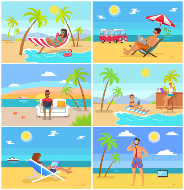 夏天在热带国家的自由职业者素材图片