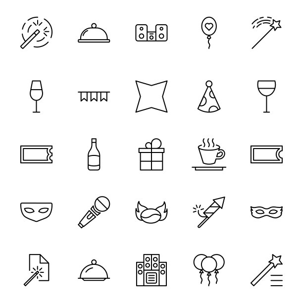 假日线图标集。图片下载