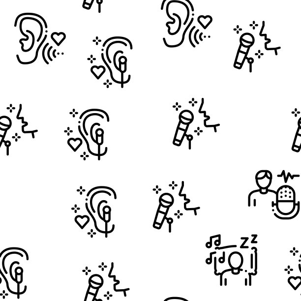 Asmr声音现象无缝模式向量图片下载