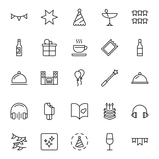 假日线图标集。图片下载