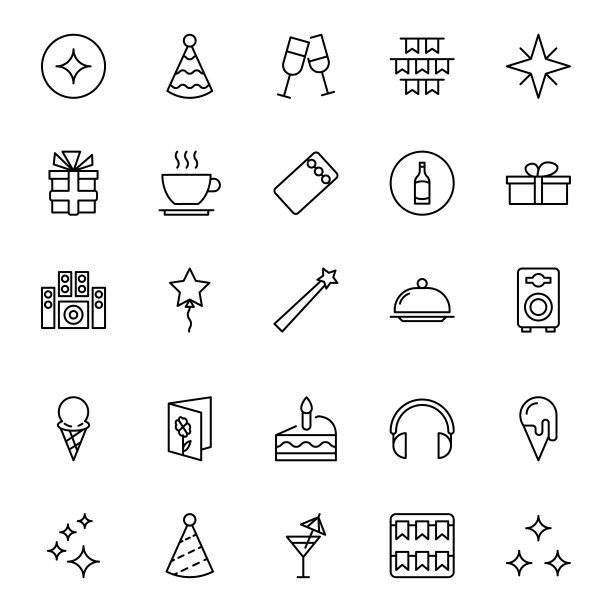 假日线图标集。图片下载