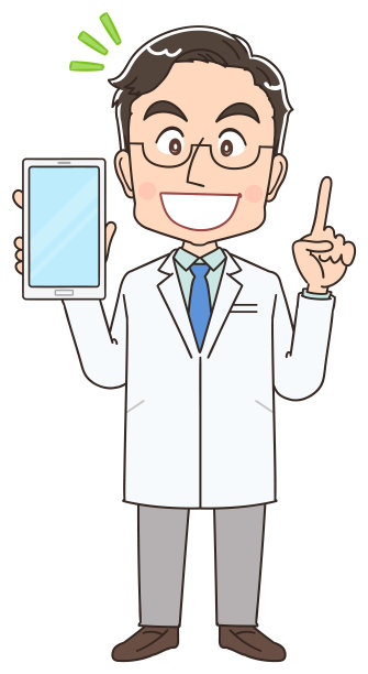 一个穿白大褂的男医生。他使用智能手机。图片下载