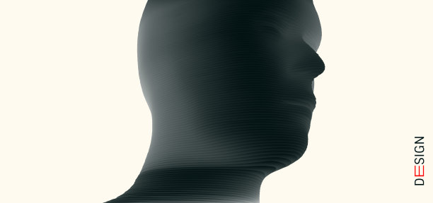 正面的看法。采用颜色梯度的抽象人头剪影。商业演示文稿、传单或海报的简约设计。3 d矢量插图。图片下载