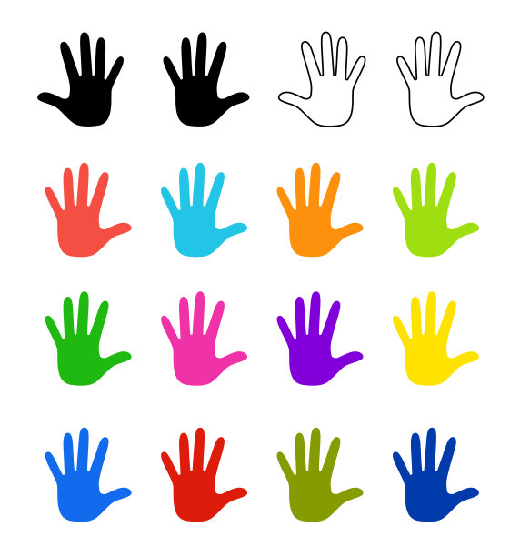 彩色手掌图标集(黑白添加)图片下载