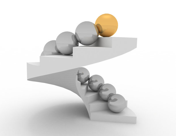 3 d领袖的概念。球上楼梯图片下载