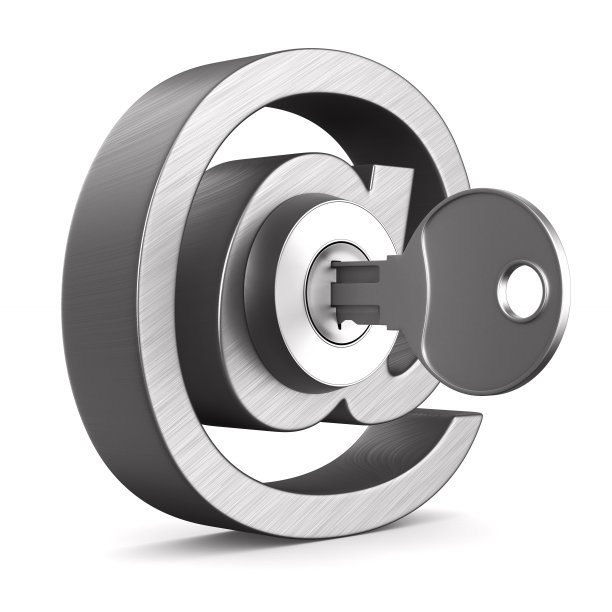 白色背景上的金属符号电子邮件和键。孤立的3 d演示图片下载