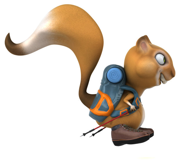 有趣的3D松鼠背包客卡通人物图片下载