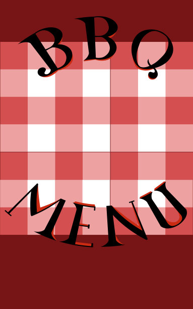 烧烤菜单。网纹野餐毯子。刻字。设计菜单，传单，名片和广告。图片下载