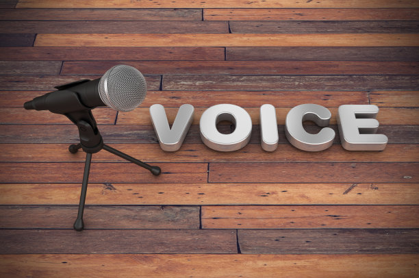 麦克风与声音字- 3D渲染图片下载