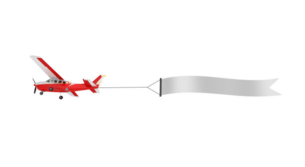 飞机与空白横幅- 3D渲染图片下载