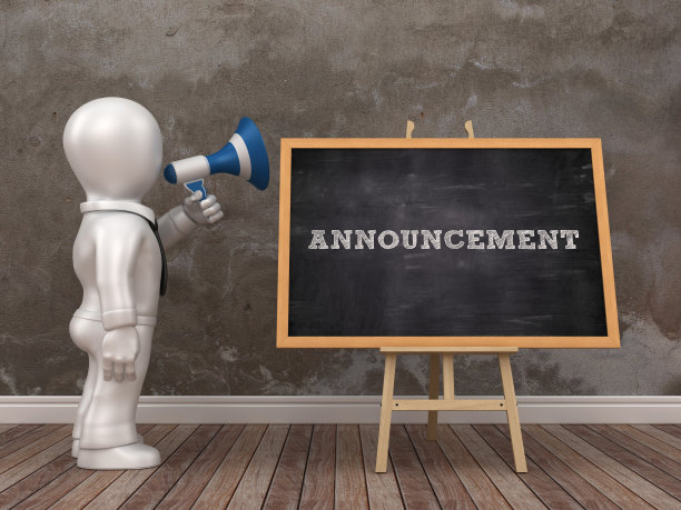 商业字符与扩音器和画架与公告字- 3D渲染图片下载