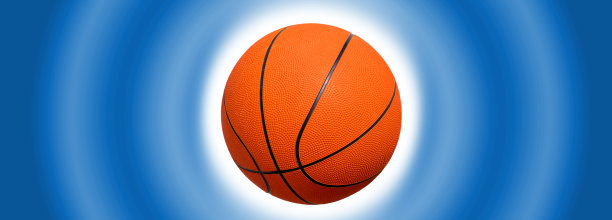篮球在一个蓝色渐变背景图片下载