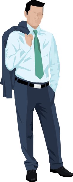 简洁风格的商人插画，夹克搭肩图片下载