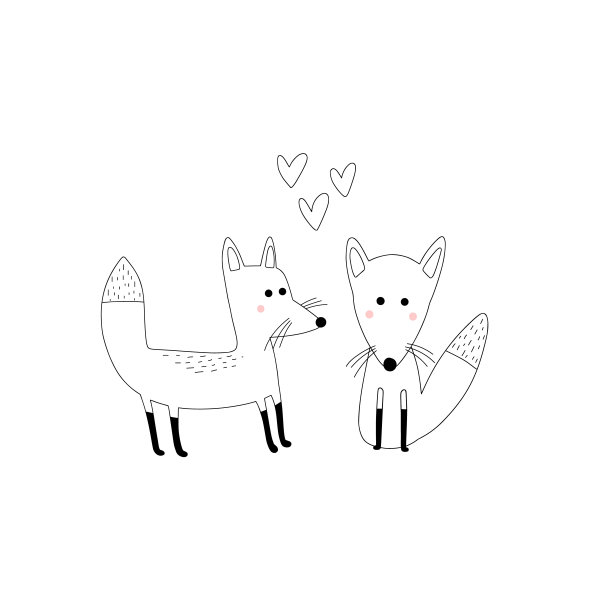 两个可爱的狐狸儿童插图图片下载