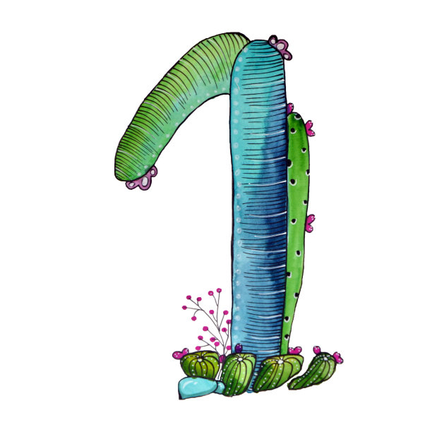 幻想仙人掌的水彩画图片下载