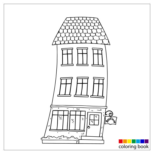 一层有书店的房子。图片下载