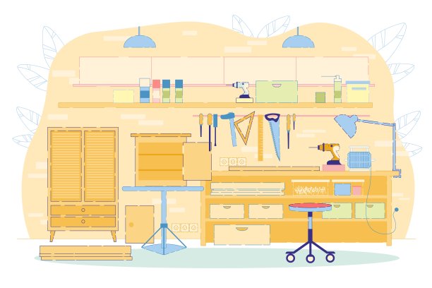 木工或家具车间内部设备。图片下载