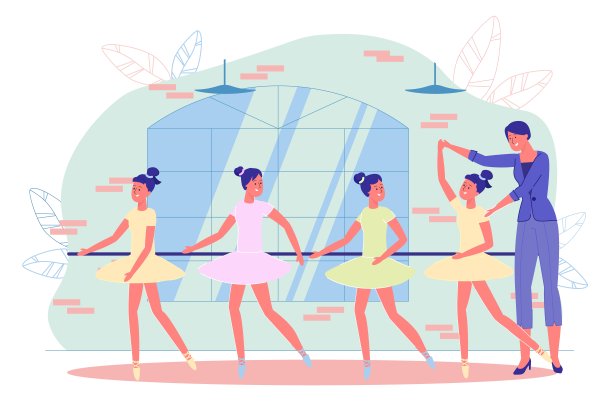 在芭蕾舞舞蹈室训练少女图片下载