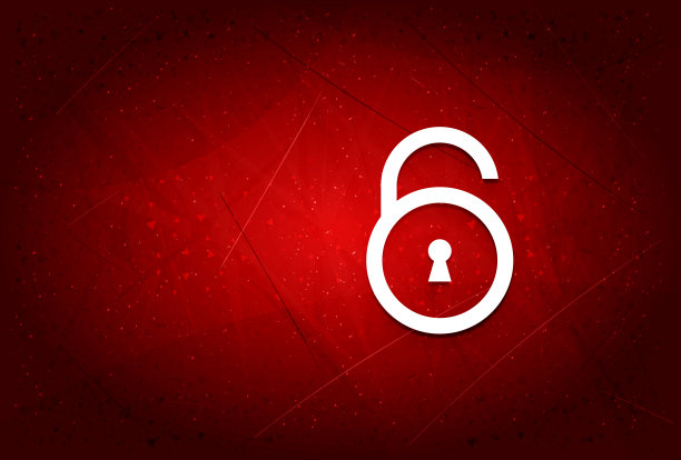 挂锁打开图标现代时尚抽象红色背景插图素材图片