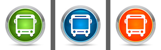 巴士图标现代设计圆形按钮设置插图图片下载