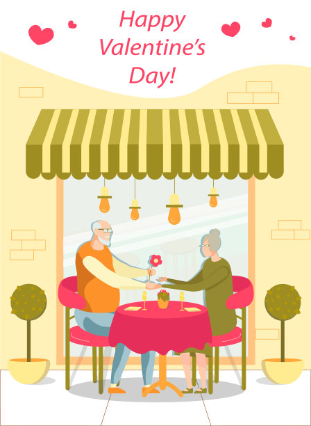 老年人庆祝情人节，约会。图片下载