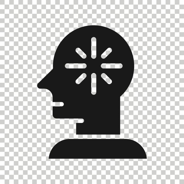 意识图标在平面风格。想法人体矢量插图在白色孤立的背景。客户脑经营理念。图片下载