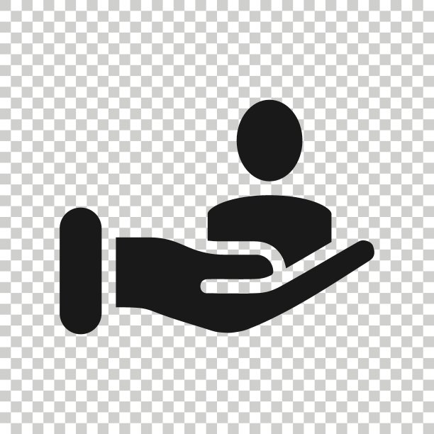 人和手的图标在平坦的风格。保护生活矢量插图在白色孤立的背景。帮助业务概念。图片下载