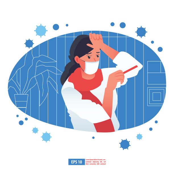冠状病毒概念引起的流感。病人感冒了。坏人头痛。流感疾病的人。平面设计矢量图图片下载