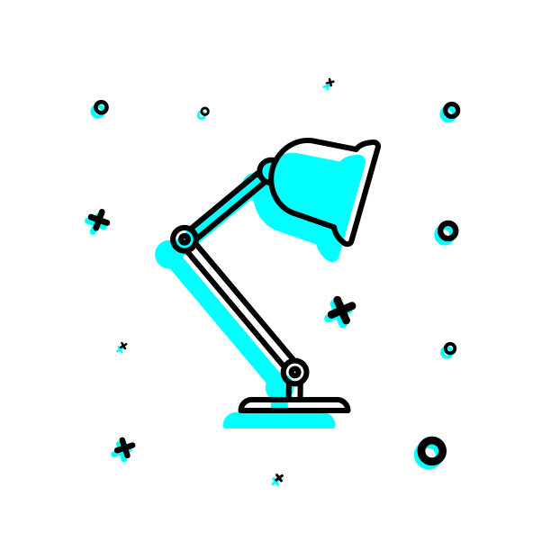 台灯图标。简单的细线，轮廓，字形，平面矢量的教育图标用户界面和用户体验，网站或移动应用程序图片下载