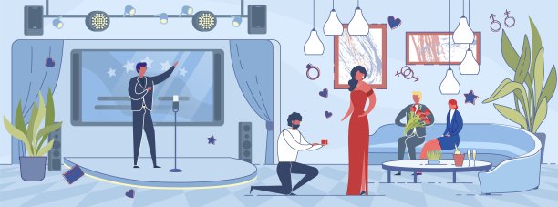 浪漫的男人向女朋友求婚。图片下载