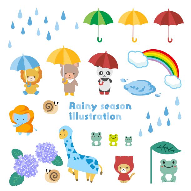 雨可爱的动物插图集图片下载