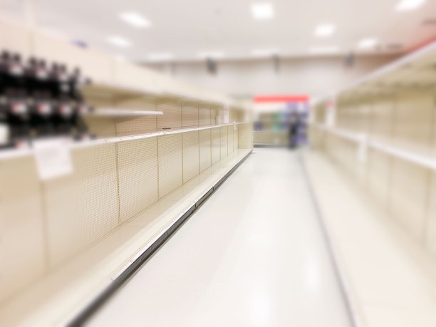 冠状病毒导致食品店货架空空如也图片下载