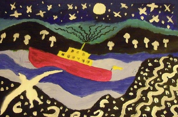 月夜波涛汹涌的海面图片下载