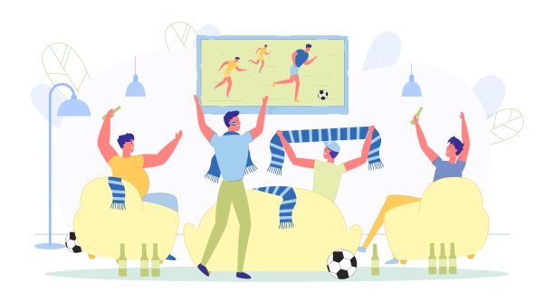 朋友们在客厅里支持足球队图片下载