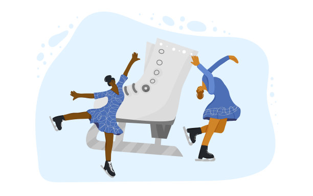 花样滑冰鞋的概念。冰场景矢量标志。图片下载