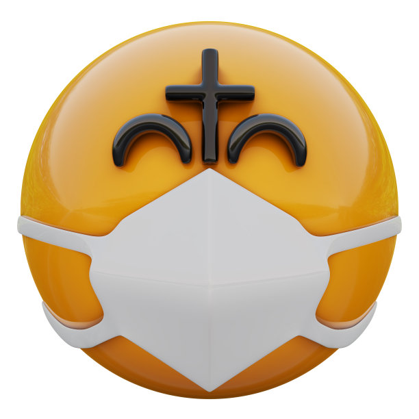 三维渲染的快乐的宗教狂热的黄色表情脸在医疗口罩保护免受新型冠状病毒2019-nCoV图片下载