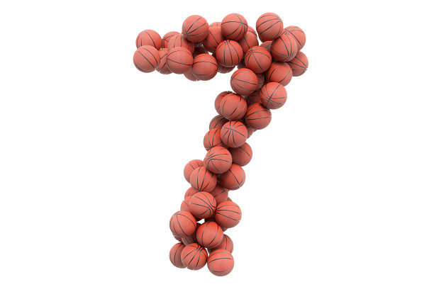 第7名来自篮球，3D渲染孤立的白色背景图片下载
